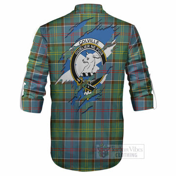 Colville Clan Crest In Me Tartan Ghillie Shirt Scotland Flag Style
