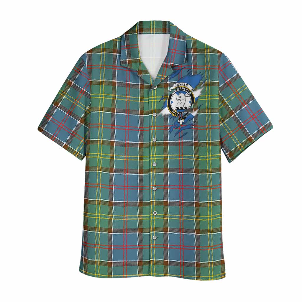 Colville Clan Crest In Me Tartan Hawaiian Shirt Scotland Flag Style