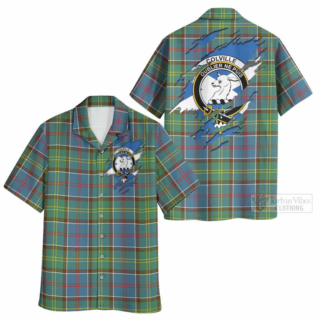 Colville Clan Crest In Me Tartan Hawaiian Shirt Scotland Flag Style