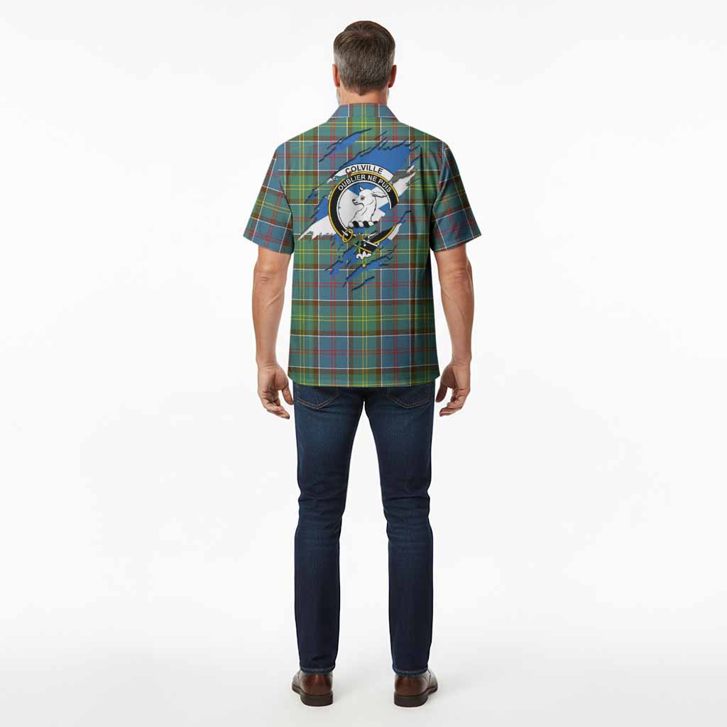 Colville Clan Crest In Me Tartan Hawaiian Shirt Scotland Flag Style