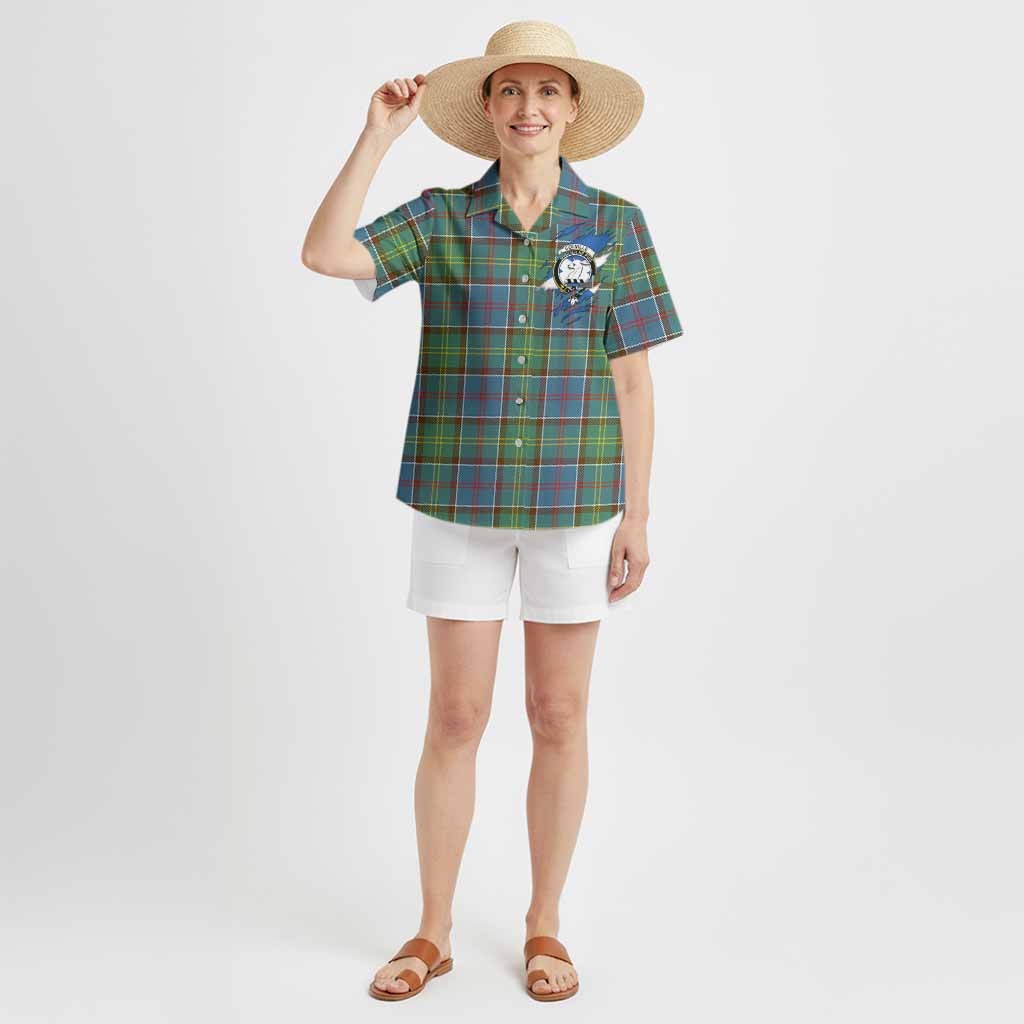 Colville Clan Crest In Me Tartan Hawaiian Shirt Scotland Flag Style