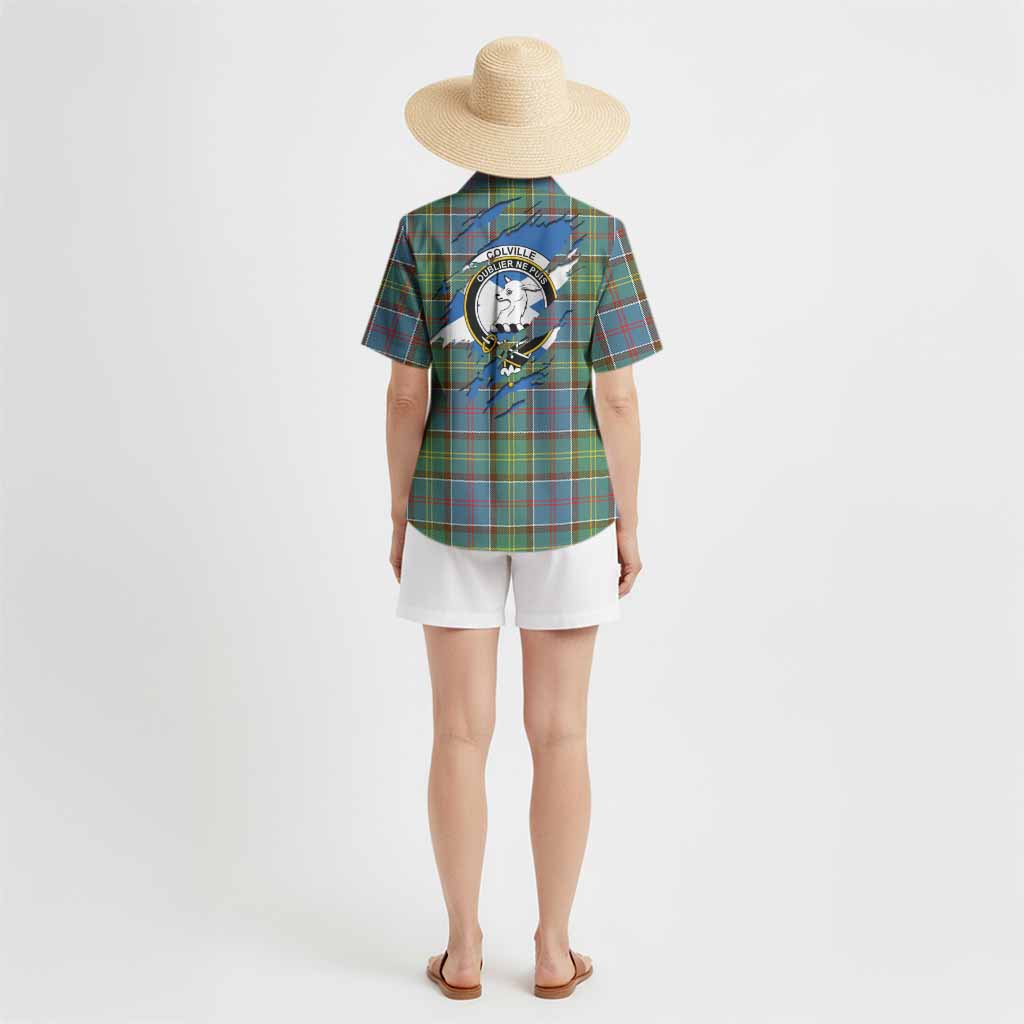 Colville Clan Crest In Me Tartan Hawaiian Shirt Scotland Flag Style