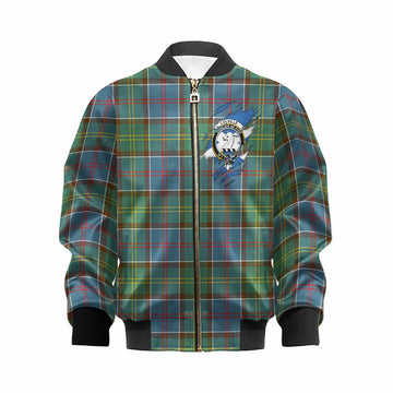 Colville Clan Crest In Me Tartan Kid Bomber Jacket Scotland Flag Style