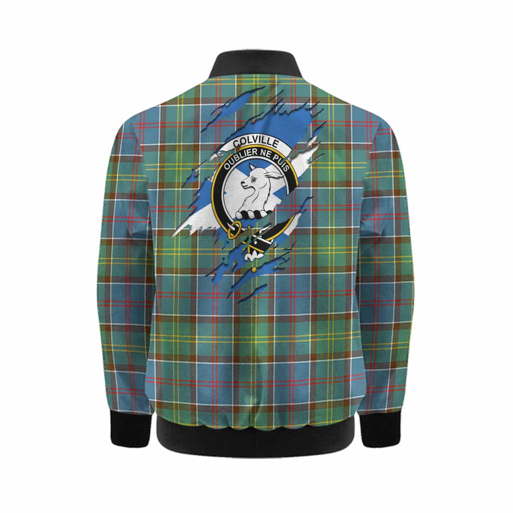 Colville Clan Crest In Me Tartan Kid Bomber Jacket Scotland Flag Style