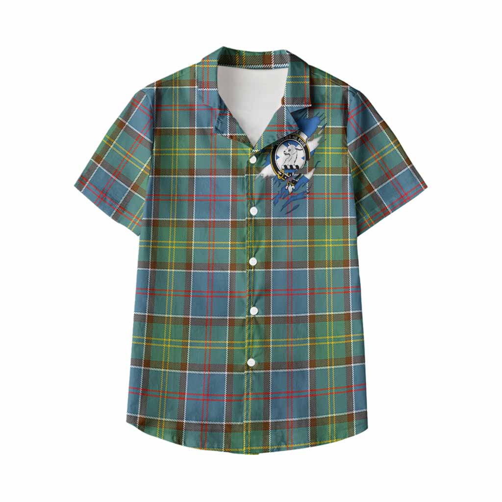 Colville Clan Crest In Me Tartan Kid Hawaiian Shirt Scotland Flag Style