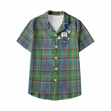 Colville Clan Crest In Me Tartan Kid Hawaiian Shirt Scotland Flag Style