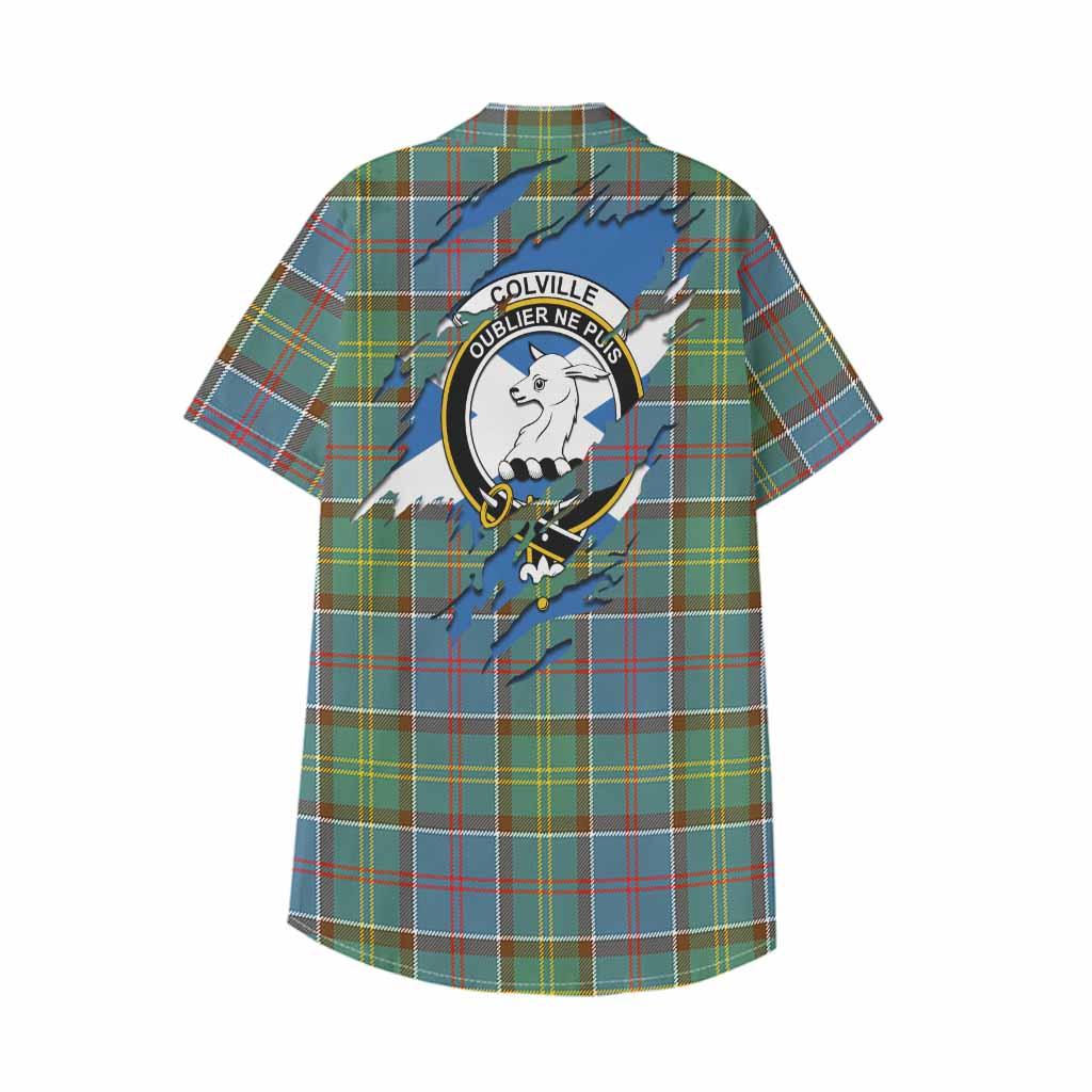 Colville Clan Crest In Me Tartan Kid Hawaiian Shirt Scotland Flag Style