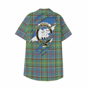 Colville Clan Crest In Me Tartan Kid Hawaiian Shirt Scotland Flag Style