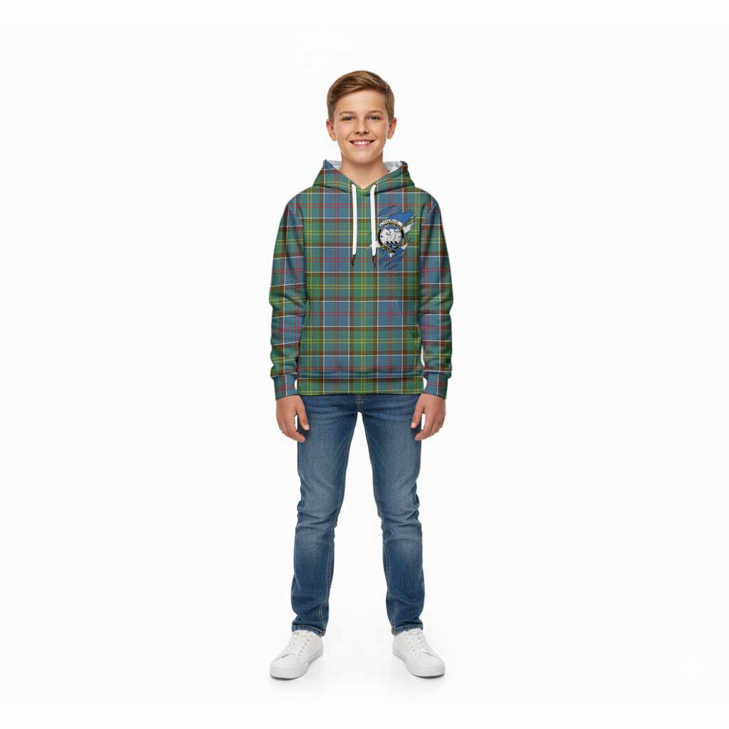 Colville Clan Crest In Me Tartan Kid Hoodie Scotland Flag Style