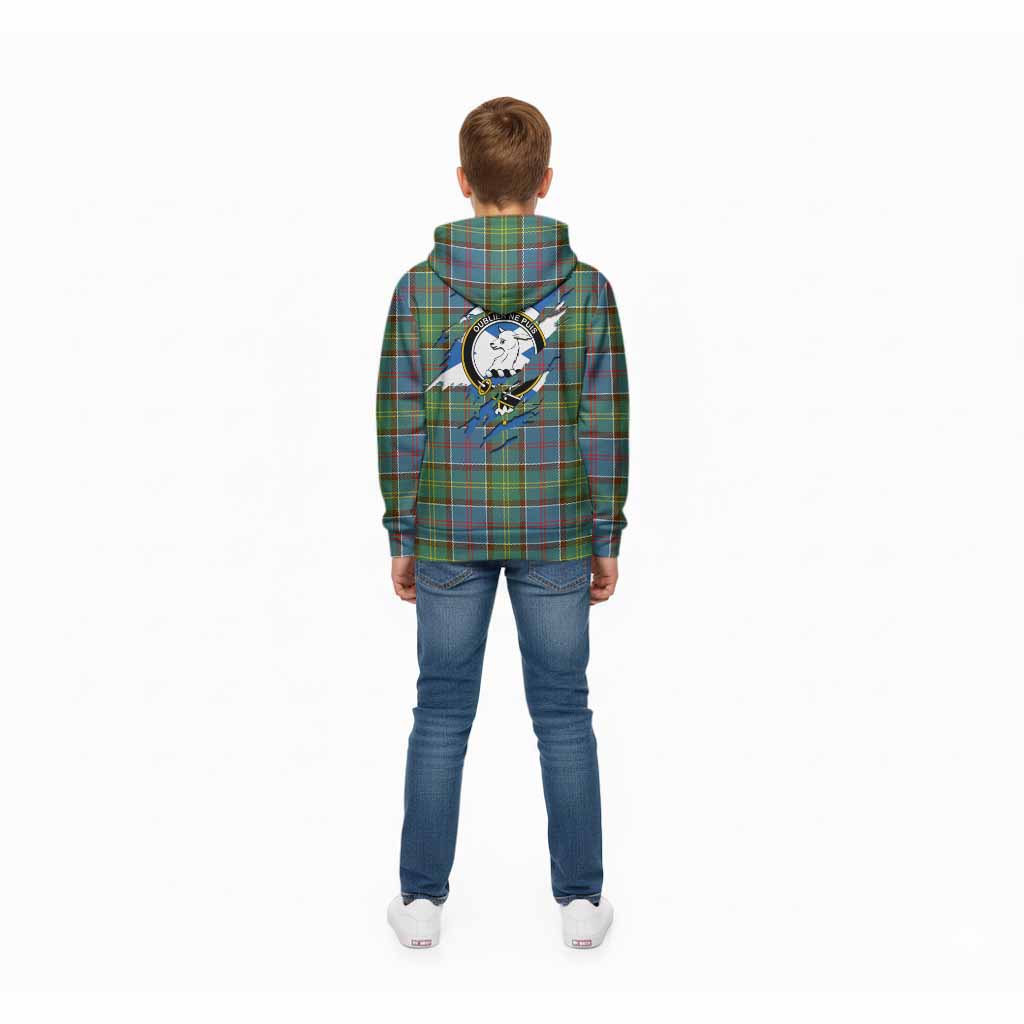 Colville Clan Crest In Me Tartan Kid Hoodie Scotland Flag Style
