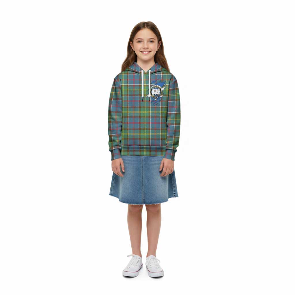 Colville Clan Crest In Me Tartan Kid Hoodie Scotland Flag Style