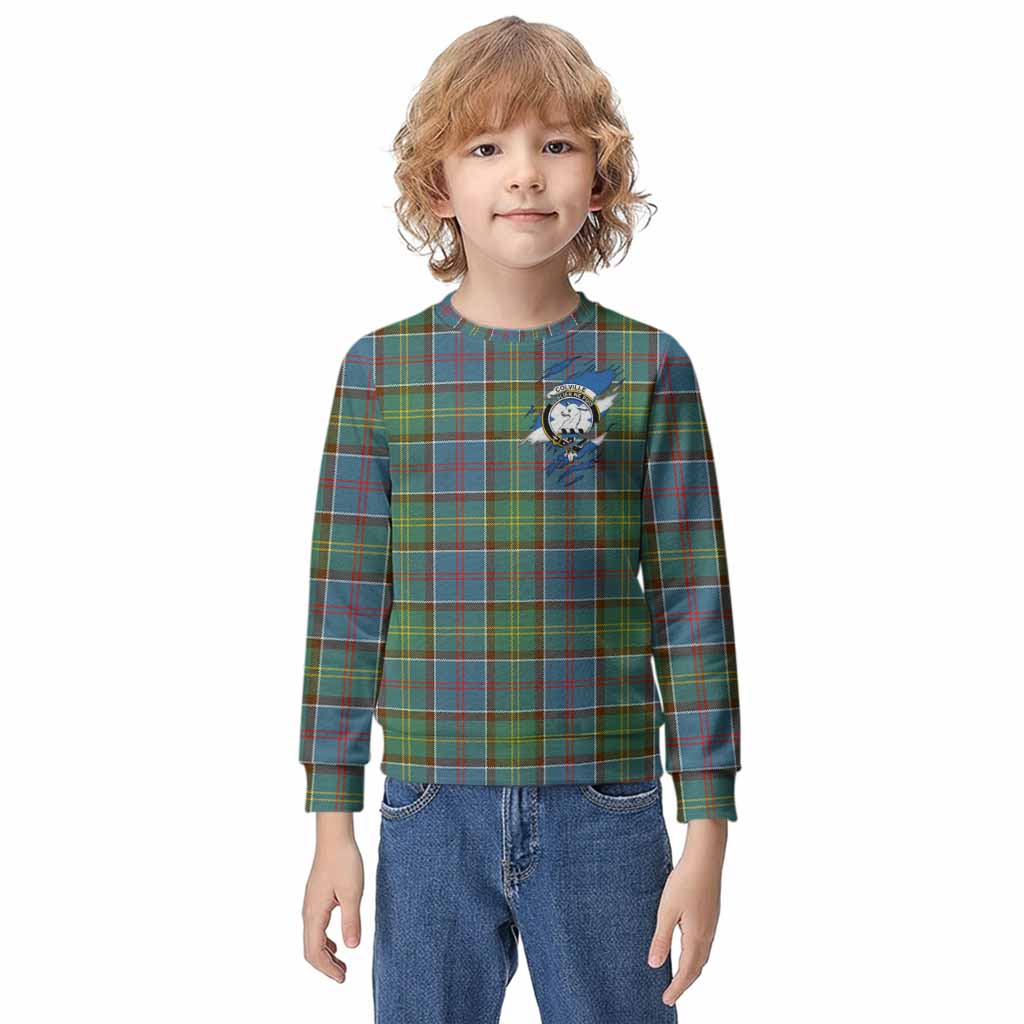 Colville Clan Crest In Me Tartan Kid Knitted Sweatshirt Scotland Flag Style