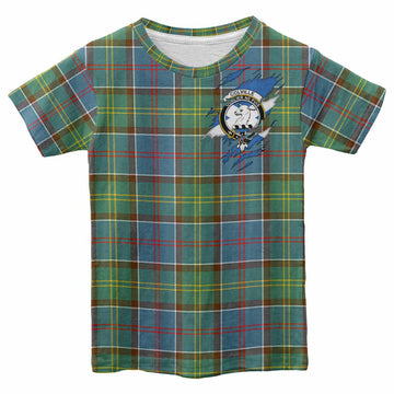 Colville Clan Crest In Me Tartan Kid T-shirt Scotland Flag Style
