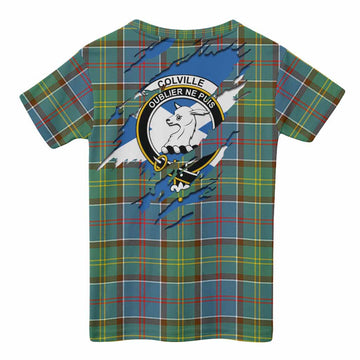 Colville Clan Crest In Me Tartan Kid T-shirt Scotland Flag Style