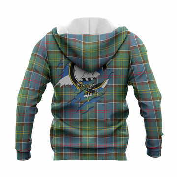 Colville Clan Crest In Me Tartan Knitted Hoodie Scotland Flag Style
