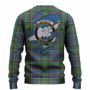 Colville Clan Crest In Me Tartan Knitted Sweater Scotland Flag Style