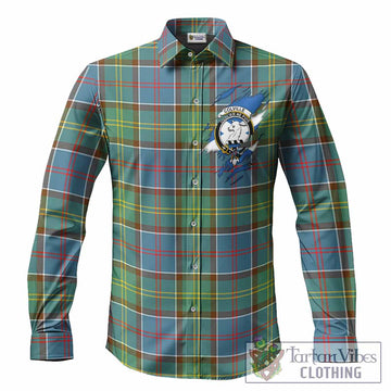 Colville Clan Crest In Me Tartan Long Sleeve Button Shirts Scotland Flag Style
