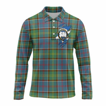 Colville Clan Crest In Me Tartan Long Sleeve Polo Shirt Scotland Flag Style