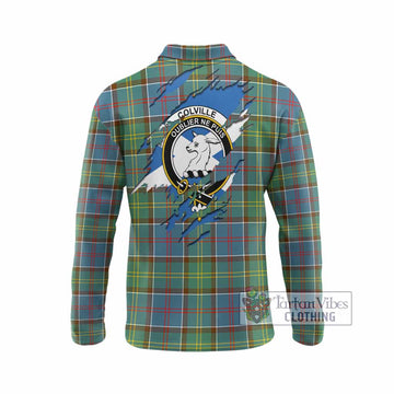 Colville Clan Crest In Me Tartan Long Sleeve Polo Shirt Scotland Flag Style