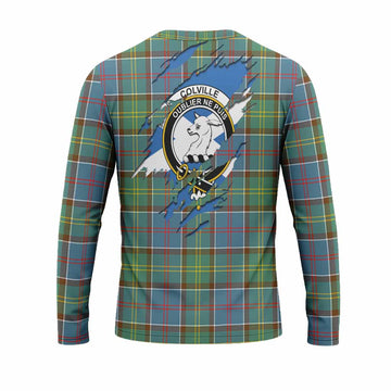 Colville Clan Crest In Me Tartan Long Sleeve T-Shirt Scotland Flag Style