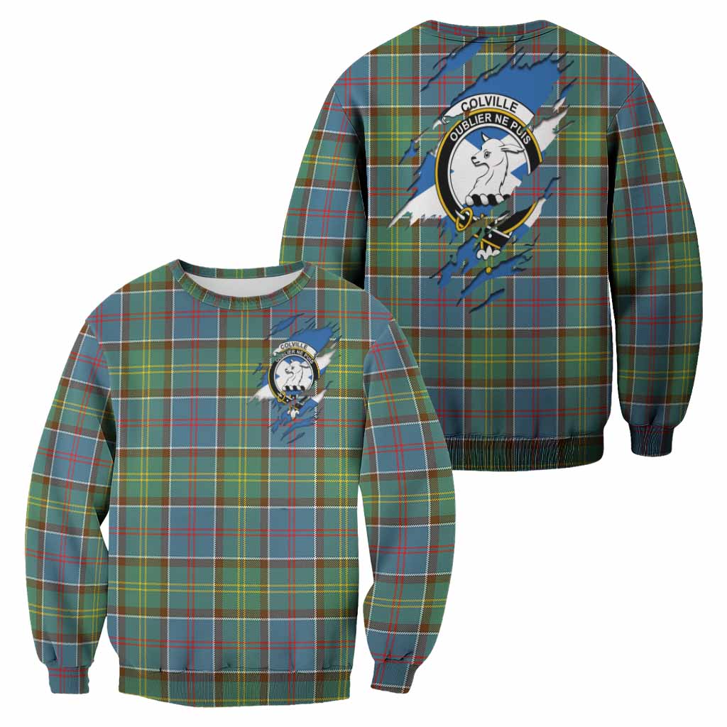 Colville Clan Crest In Me Tartan Sweatshirt Scotland Flag Style
