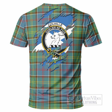 Colville Clan Crest In Me Tartan T-Shirt Scotland Flag Style