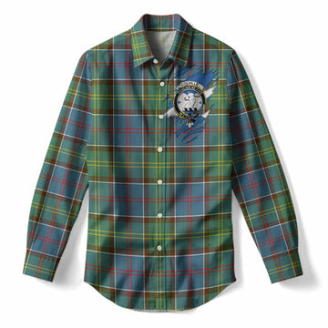 Colville Clan Crest In Me Tartan Women Casual Shirt Scotland Flag Style