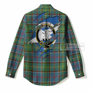 Colville Clan Crest In Me Tartan Women Casual Shirt Scotland Flag Style