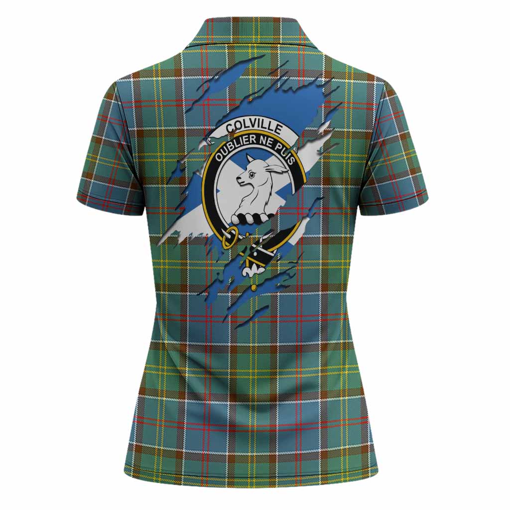 Colville Clan Crest In Me Tartan Women Polo Shirt Scotland Flag Style