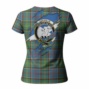Colville Clan Crest In Me Tartan Women T shirt Scotland Flag Style