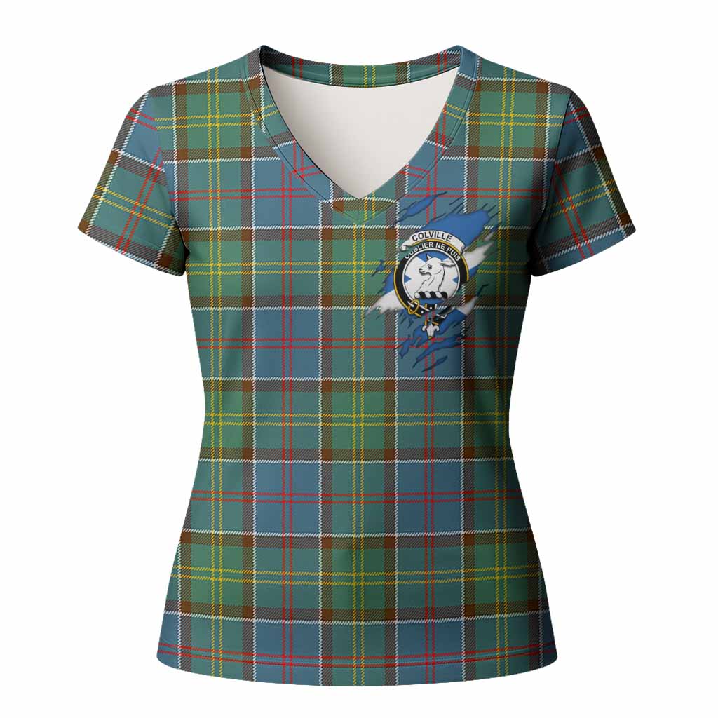 Colville Clan Crest In Me Tartan Women T shirt Scotland Flag Style