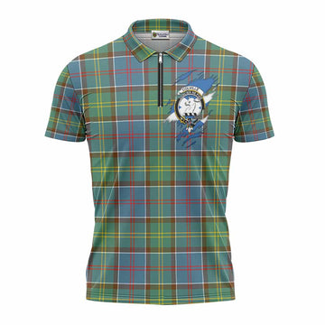 Colville Clan Crest In Me Tartan Zipper Polo Shirt Scotland Flag Style