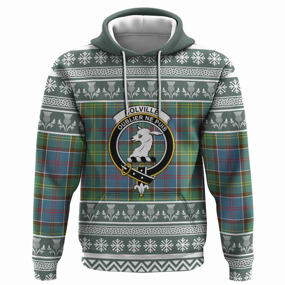 Colville Clan Tartan Christmas Hoodie with Family Crest - Tartan Vibes Clothing
