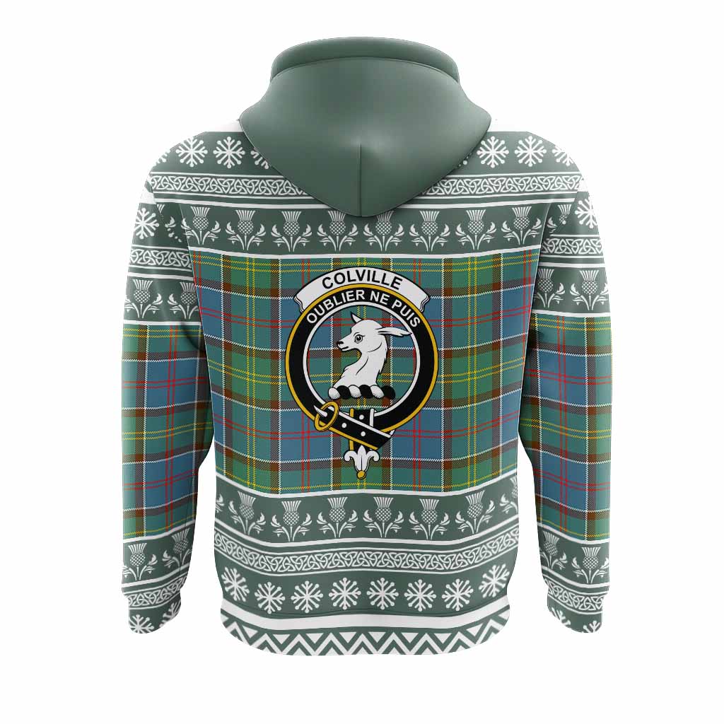 Colville Clan Tartan Christmas Hoodie with Family Crest - Tartan Vibes Clothing