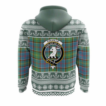 Colville Clan Tartan Christmas Hoodie with Family Crest