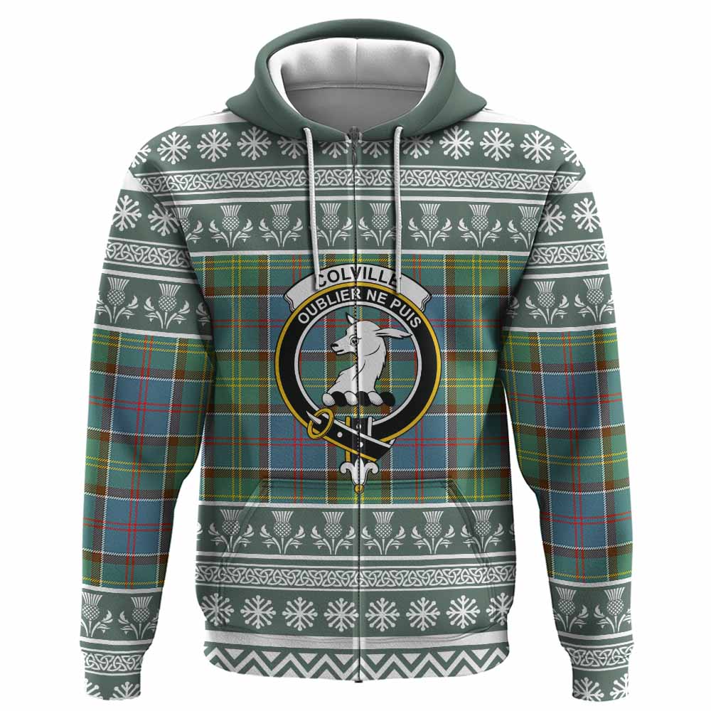 Colville Clan Tartan Christmas Hoodie with Family Crest - Tartan Vibes Clothing