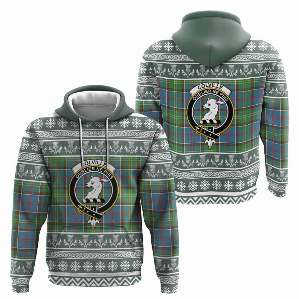 Colville Clan Tartan Christmas Hoodie with Family Crest - Tartan Vibes Clothing