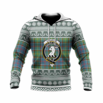 Colville Clan Tartan Christmas Knitted Hoodie with Family Crest