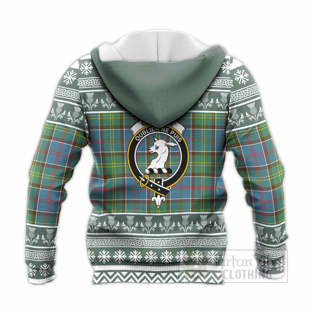 Colville Clan Tartan Christmas Knitted Hoodie with Family Crest - Tartan Vibes Clothing