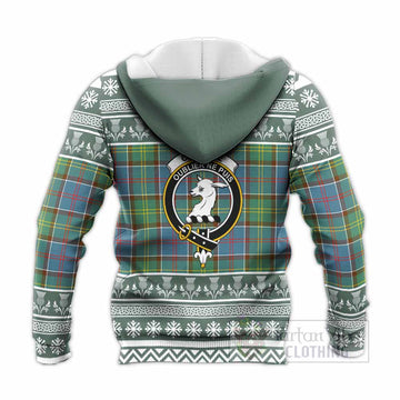 Colville Clan Tartan Christmas Knitted Hoodie with Family Crest