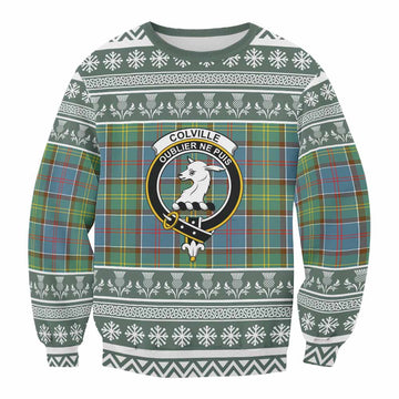Colville Clan Tartan Christmas Sweatshirt with Family Crest