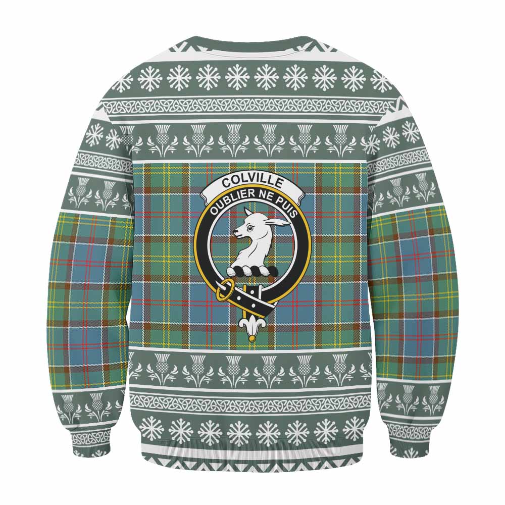 Colville Clan Tartan Christmas Sweatshirt with Family Crest - Tartan Vibes Clothing