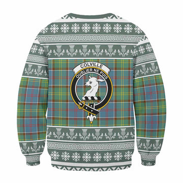 Colville Clan Tartan Christmas Sweatshirt with Family Crest