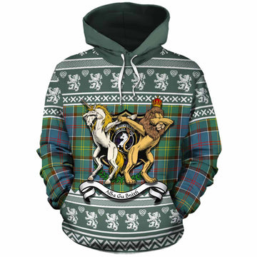 Colville Clan Tartan Crest Christmas Cotton Hoodie Coat of Arms Funny Style