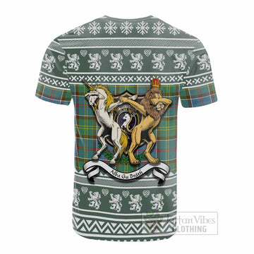 Colville Clan Tartan Crest Christmas Cotton T-shirt Coat of Arms Funny Style