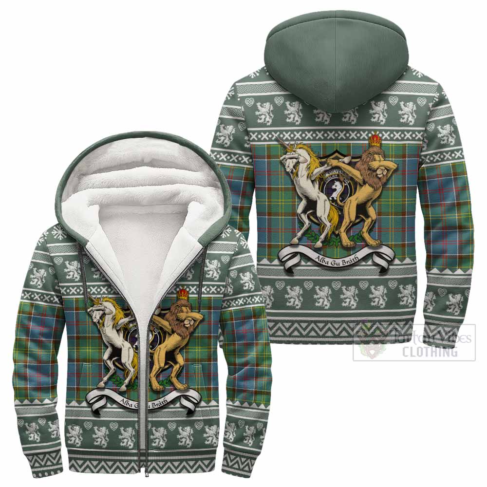 Colville Clan Tartan Crest Christmas Fleece Hoodie Coat of Arms Funny Style - Tartan Vibes Clothing