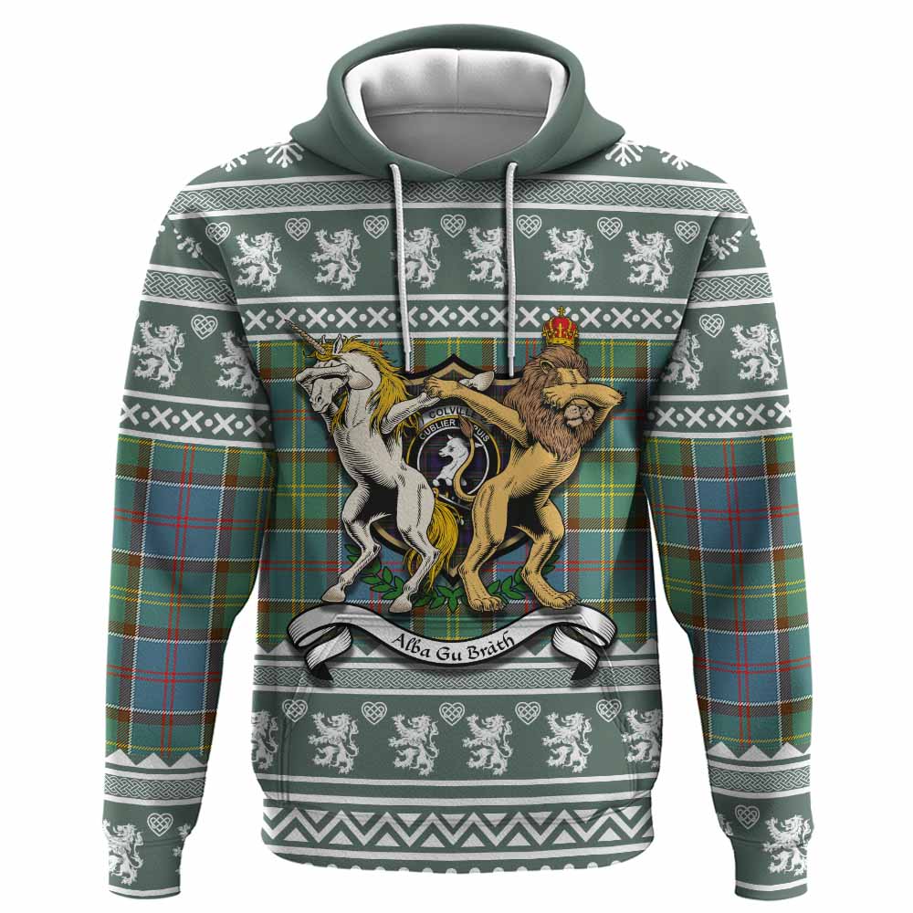 Colville Clan Tartan Crest Christmas Hoodie Coat of Arms Funny Style - Tartan Vibes Clothing
