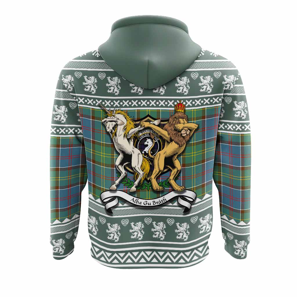 Colville Clan Tartan Crest Christmas Hoodie Coat of Arms Funny Style - Tartan Vibes Clothing