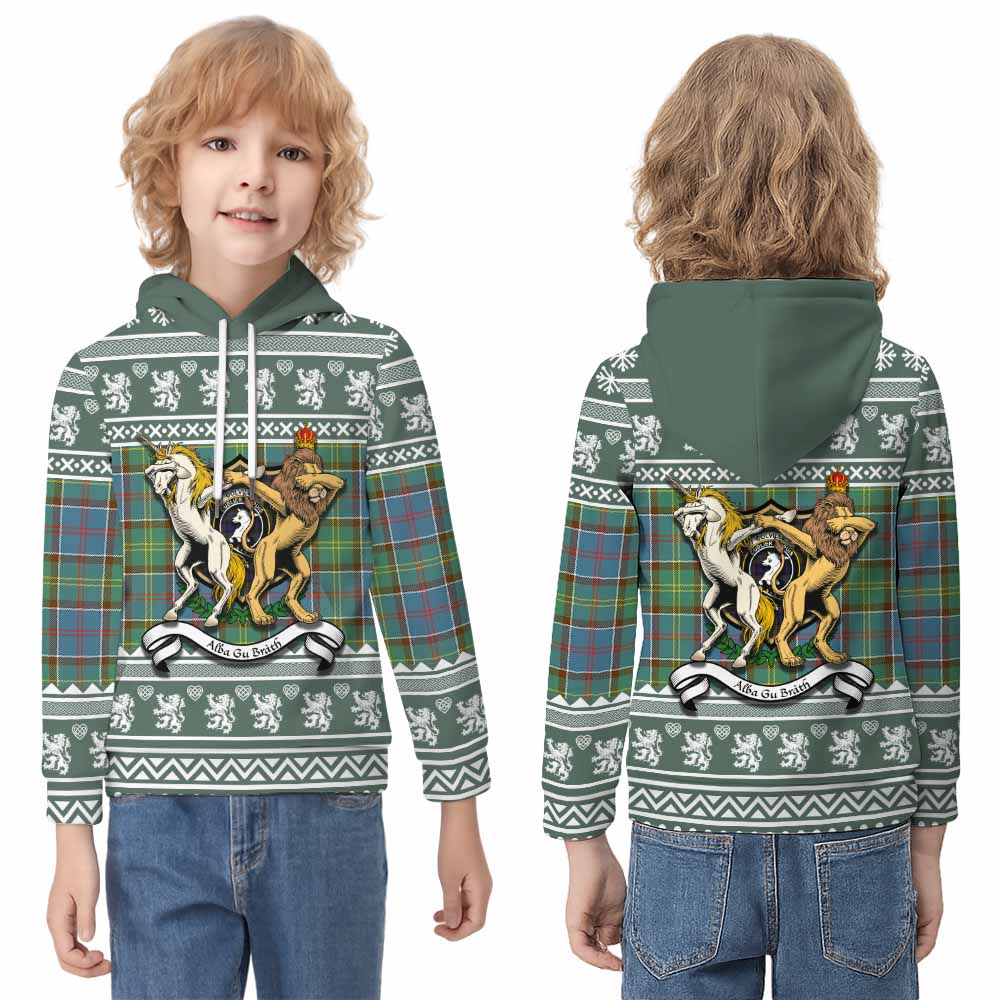 Colville Clan Tartan Crest Christmas Kid Hoodie Coat of Arms Funny Style - Tartan Vibes Clothing
