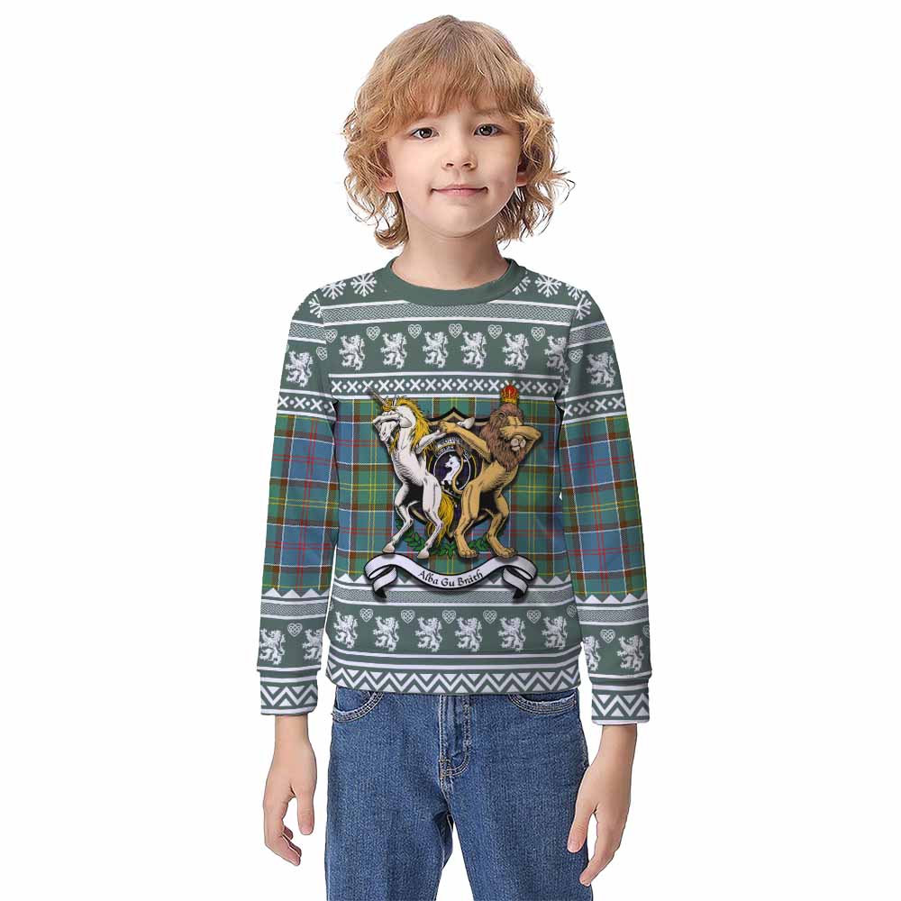 Colville Clan Tartan Crest Christmas Kid Ugly Sweatshirt Coat of Arms Funny Style - Tartan Vibes Clothing